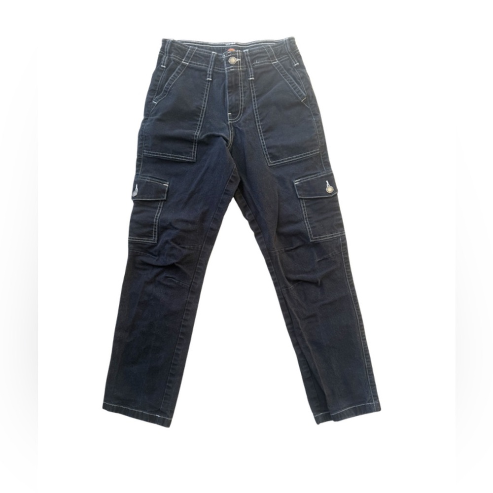 Dickies Cargo Pants - Women’s 25R - Black with White Stitching - Canvas Wide leg